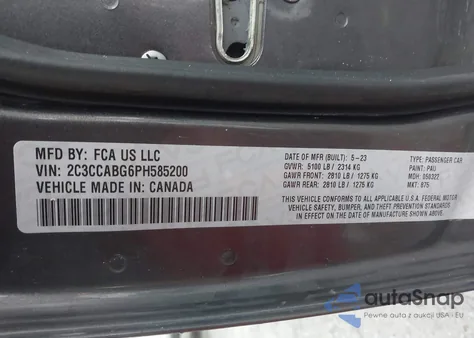 2023 Chrysler 300 300S z USA, uszkodzony, nr VIN 2C3CCABG6PH585200